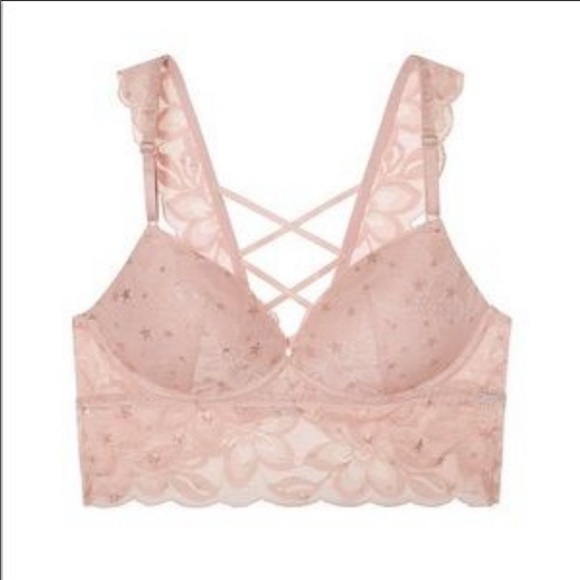 VS PINK Lace Star Longline Push Up Bra NWOT - Picture 4 of 7